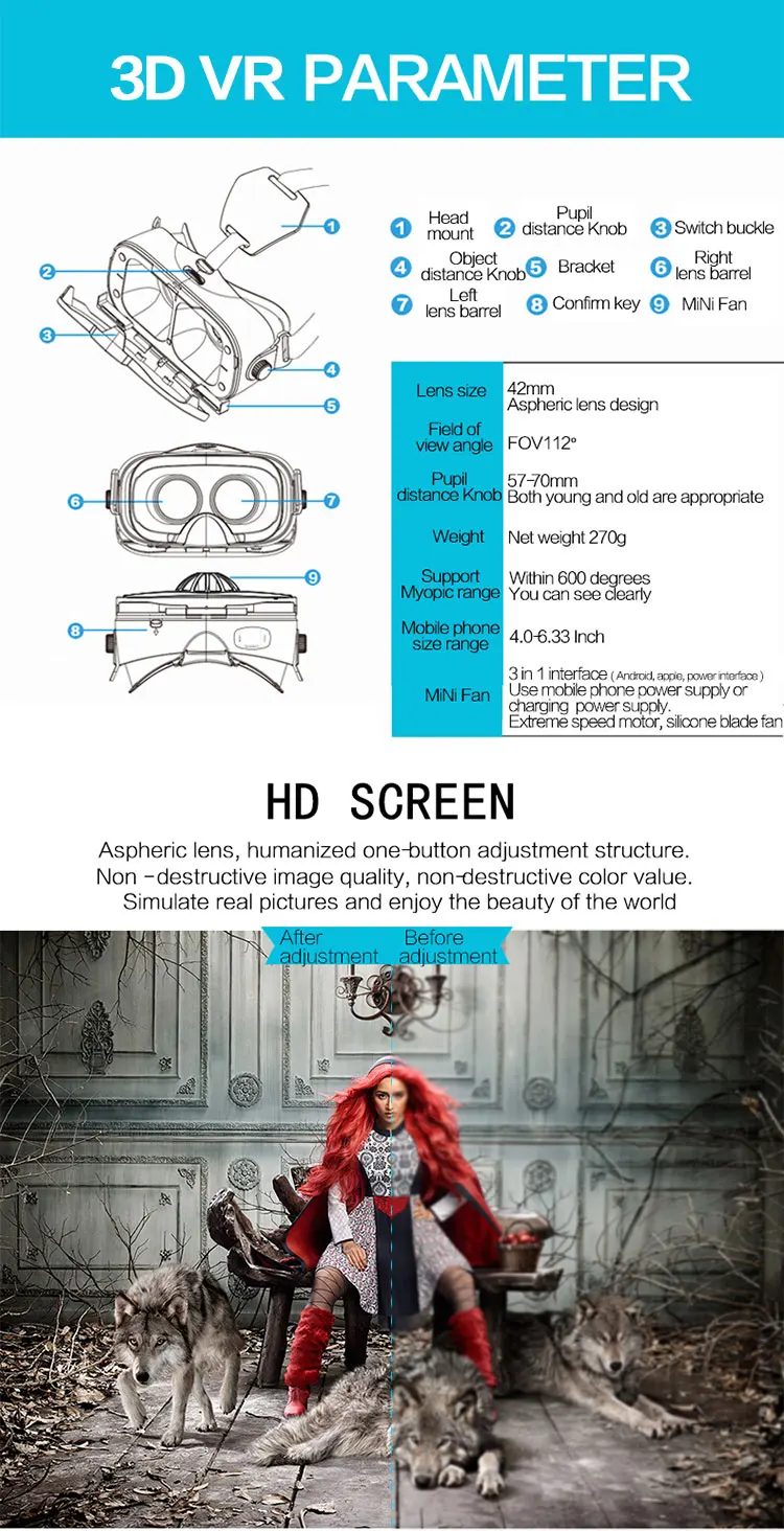 Fiit VR 5F Mini Fan cooling virtual reality glasses 3D glasses Deluxe Edition smartphones VR Glasses- (8)
