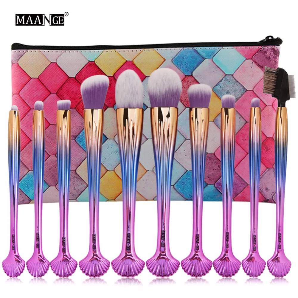 MAANGE 10Pcs New Cosmetic Makeup Brushes Tool Set Power Foundation Eye