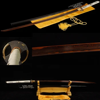 

Japanese Handmade katana samurai sword collection Folding steel Damascus Full Tong Sharp Hard Turn red