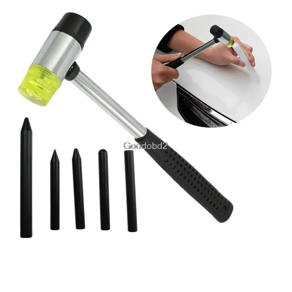 

5pcs/set PDR Tools Tap Down Knock Down Tools Rubber Hammer Nylon Pen Paintless Dent Repair Tools Black Hand Tools