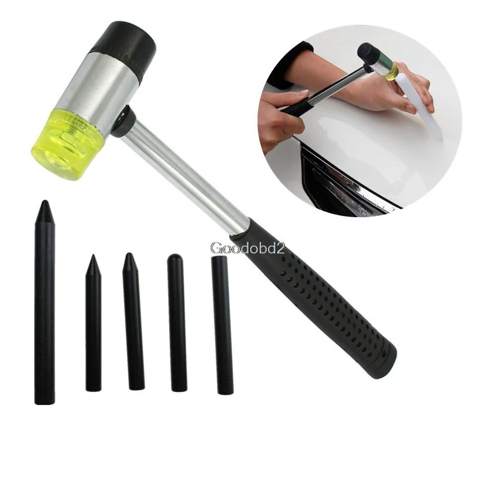 HiYi 5pcs Tap Down Tools Paintless Dent Repair Tools for All Painted Surfaces Black Nylon Dent Fix Tools 