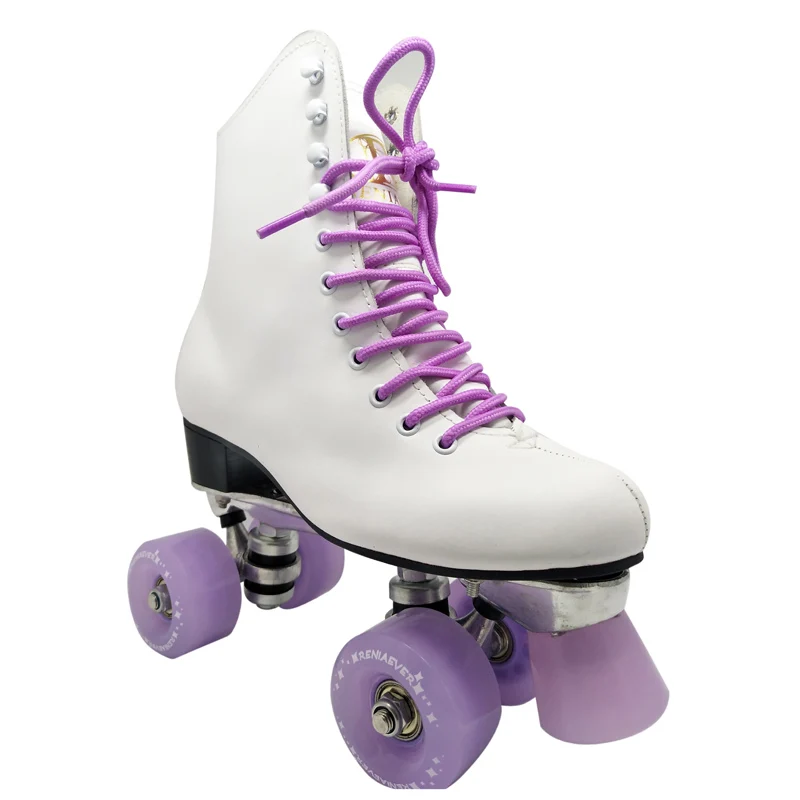 Skate Geneniu кожаные ботинки роликовые коньки на парных колесах четыре цвета женские взрослые PU 4 колеса две линии катания обувь - Цвет: Violet
