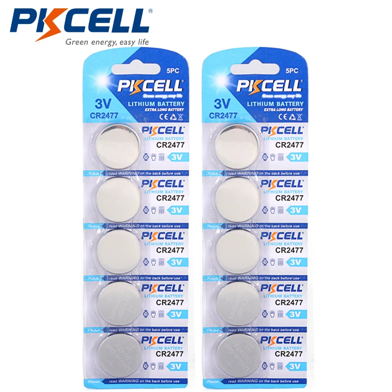 

10pcs/PKCELL 3V CR2477 Lithium Battery DL2477 ECR2477 LM2477 KCR2477 CR 2477 Button Coin Cell