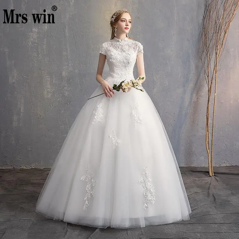 Vestido De Noiva Новинка 2019 г. Миссис Win Свадебные короткий рукав винтажные платья