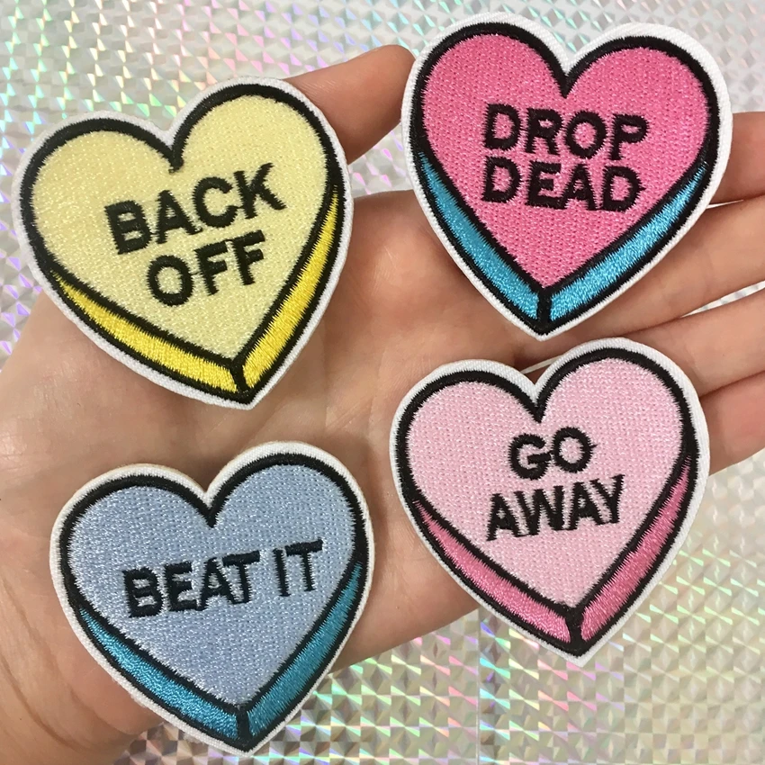 

Candy Sweet Hearts Feminist Iron on Patch Sewing Applique Clothes Shoes Bags Decoration Patches Apparel DIY Sewing Accessories