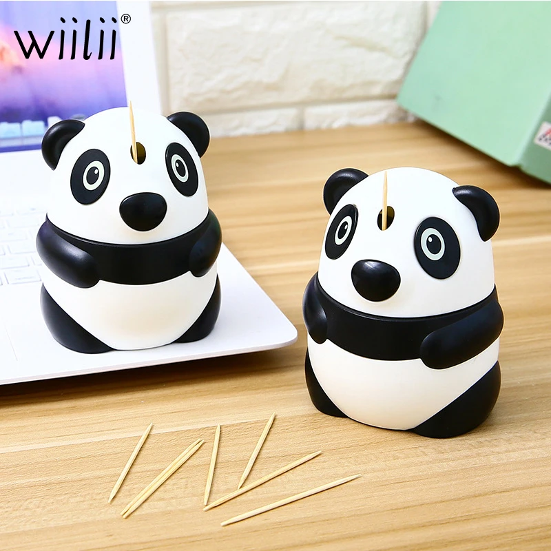 

WIILII Plastic Automatic Toothpick Holder For Toothpick Storage Box Cute Panda Style Container Kitchen Desktop Decoration Boxes