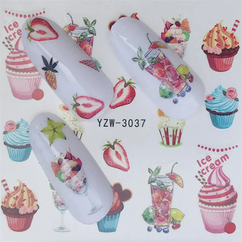 32 дизайна, Водные Наклейки для ногтей, узор мечты, переводная наклейка, фламинго, фрукты, украшение для ногтей - Цвет: YZW-3037