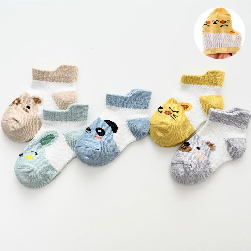 Cute baby Socks Newbor 5Pairs Summer Mesh Thin Baby Socks for Girls Cotton Infant Casual Boy Girls Toddler Socks Cartoon Newborn