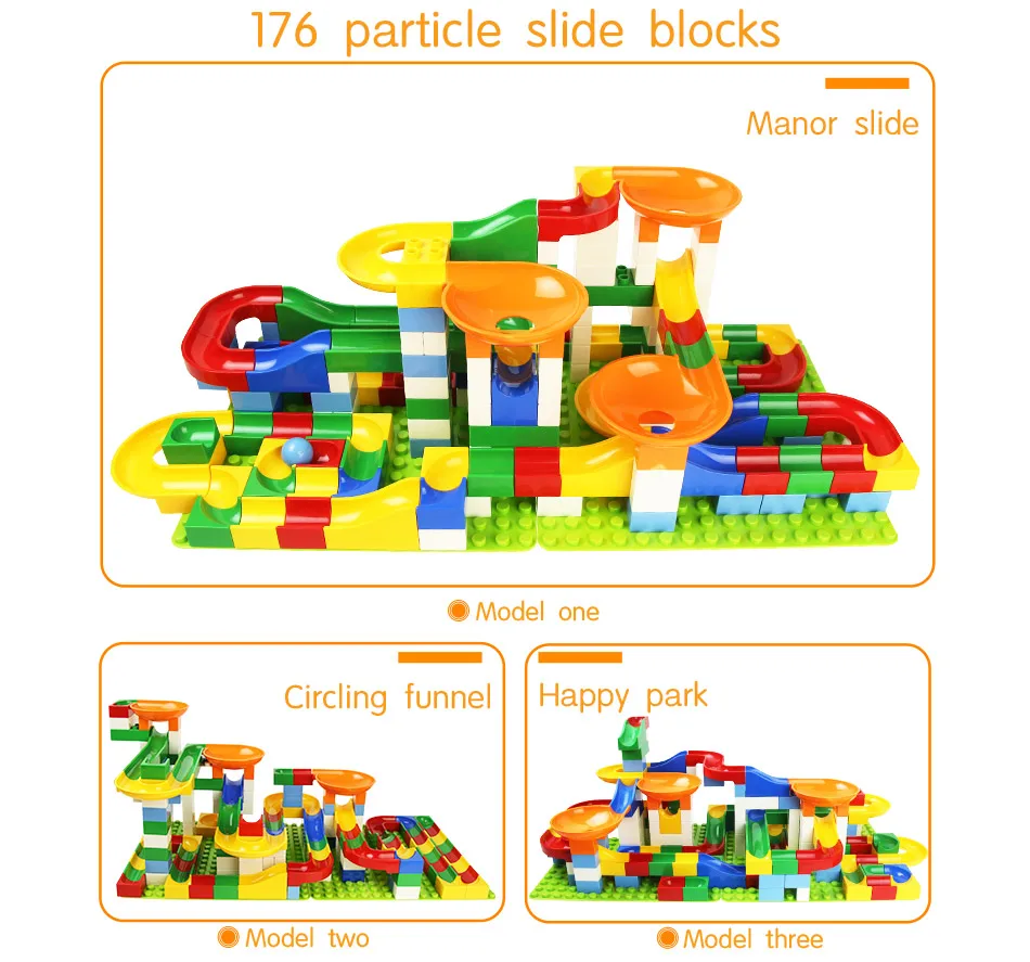 4 стиля Монтажная горка большого размера строительные кирпичные дорожки DIY строительные блоки мраморный гоночный лабиринт шарики Развивающие игрушки для детей
