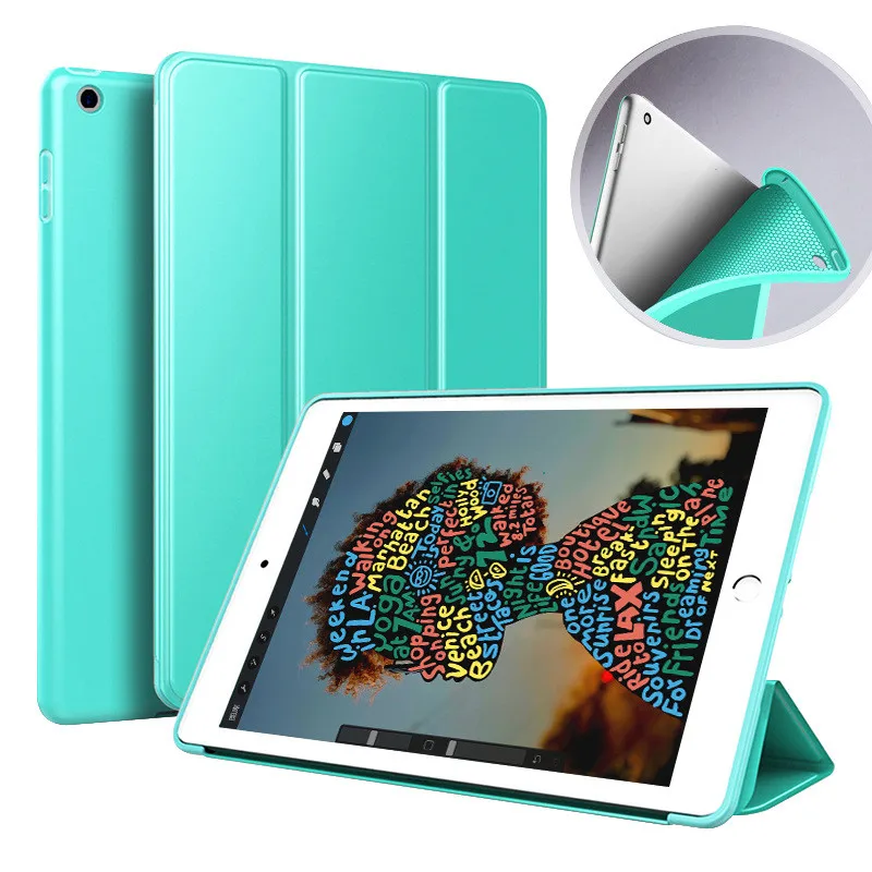 Чехол для iPad Air 1 Funda, Мягкая силиконовая Нижняя задняя крышка из искусственной кожи, умный чехол, автоматический режим сна для iPad Air1, модель A1474, A1475, A1476 - Цвет: Mint Green