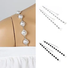 Женские декоративные лямки бюстгальтера Роскошные Имитация жемчуга бисером плечо цепи Замена съемный регулируемый с металлическими крючками
