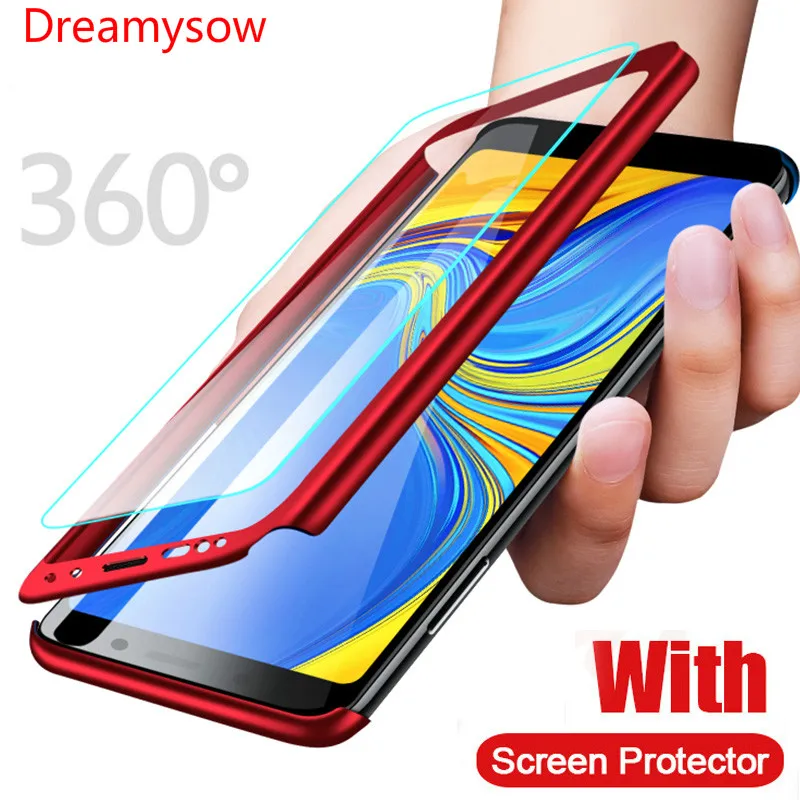 

360 Full Protection Case For Samsung Galaxy J4 J6 Plus 2018 PC Shockproof Cover For Samsung A750 A6 A8 Plus 2018 A30 Case Glass