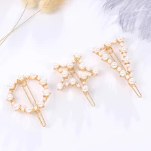 Модные ювелирные аксессуары для волос звезда/луна/круг Геометрическая Имитация жемчуга и металлические шпильки для волос для женщин или девочек