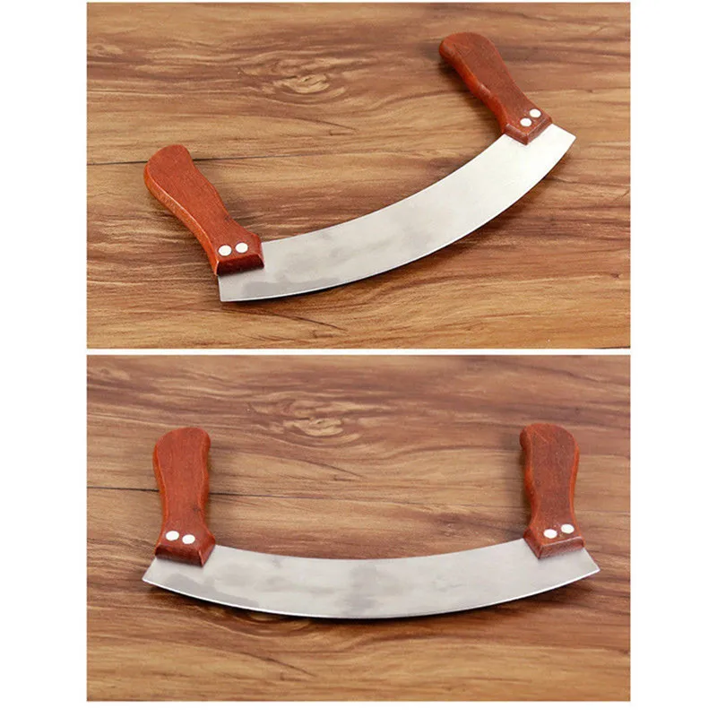 Fashion Wood Handle Vegetables Herb Pizza Cutter Slicer Chopper Blade Knife Cutting Tool Pie Cake Rocker Home Kitchen Supplies Fashion Wood Handle Vegetables Herb Pizza Cutter Slicer Chopper Blade Knife Cutting Tool Pie Cake Rocker Home Kitchen Supplies