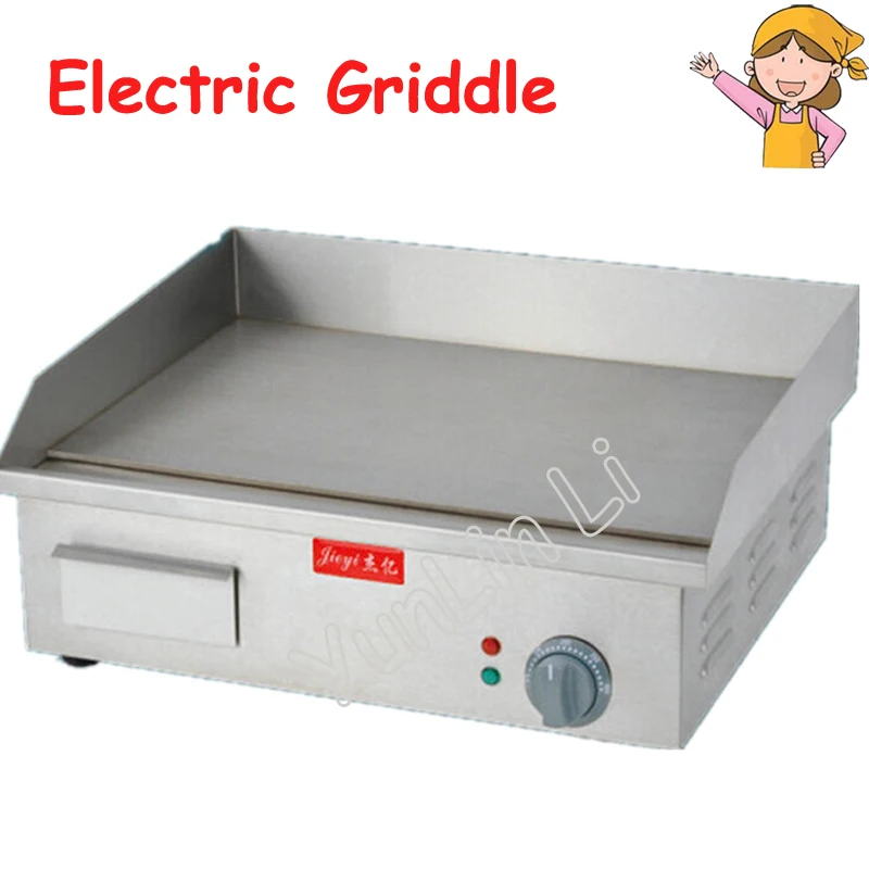 

1pc Electric Griddle Flat Plate Grooved Machine Stainless Steel Toasting Grill Machine for Party Picnic FY-818A