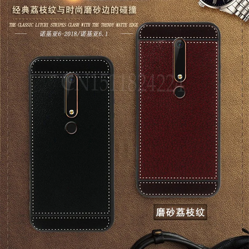 For Nokia 6 2018 Nokia 6.1 Case Cover Leather texture Silicone Soft TPU Phone Cases For Nokia 6 2018 TA-1068 TA-1050 TA-1043 TA-1016 Bag (1)