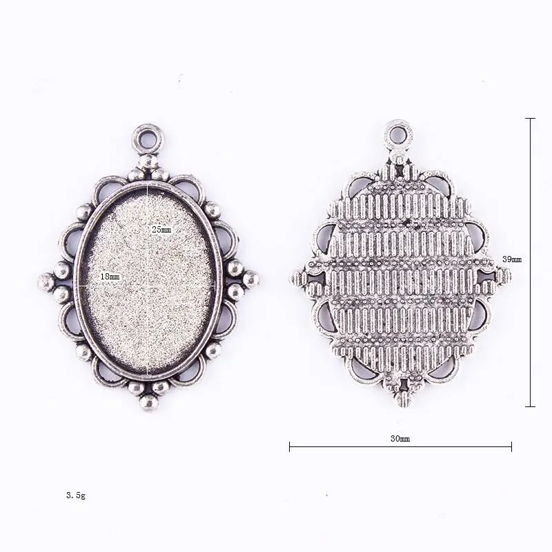 

Fit 25x18mm Pendant Single Loop Flower Antique Silver Pendants Setting Cabochon Cameo Base Tray Bezel Blank DIY Jewelry Finding