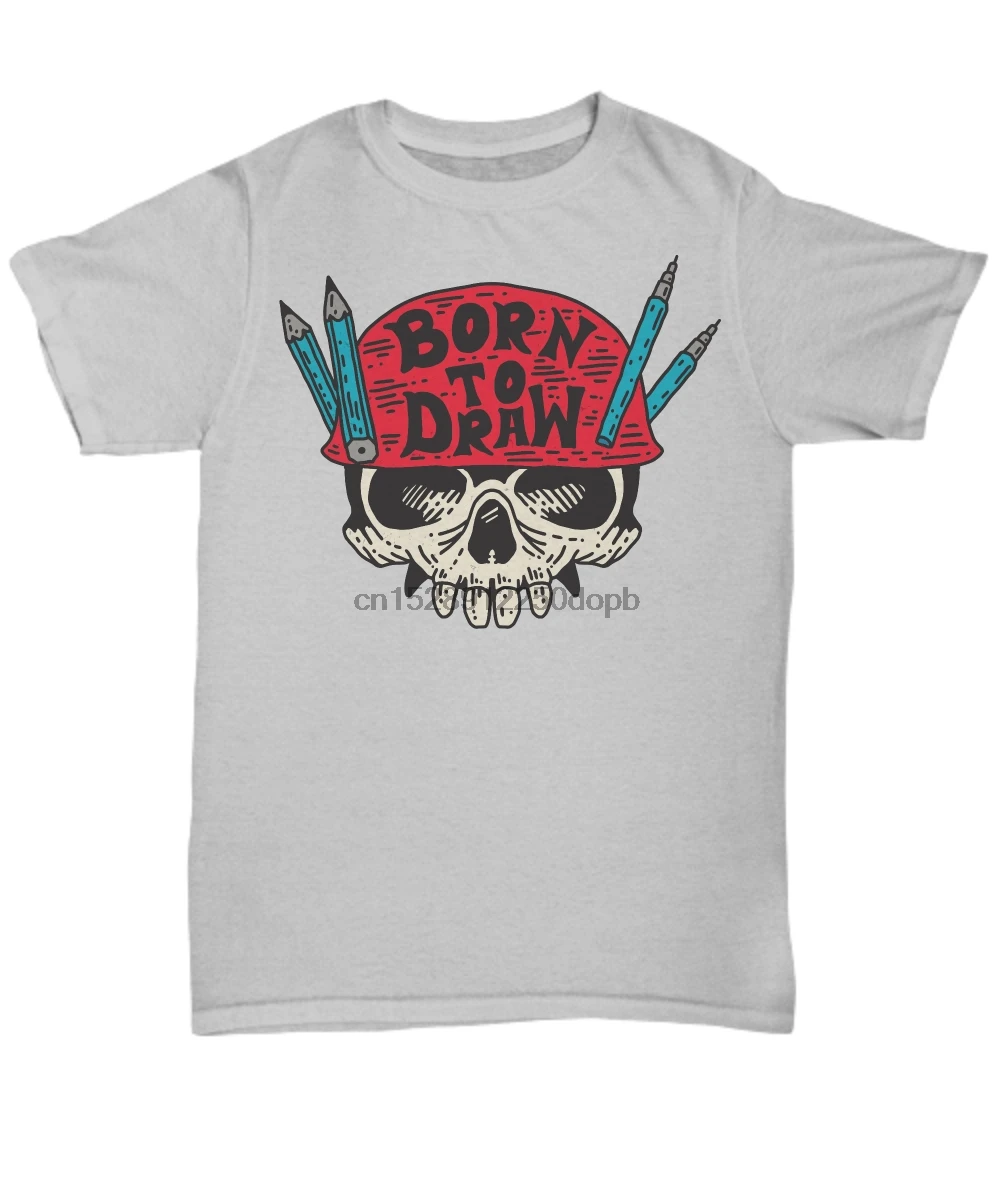 2019 модная футболка с принтом HotBorn To Draw Skull унисекс для подростков Футболки  | Отзывы и видеообзор