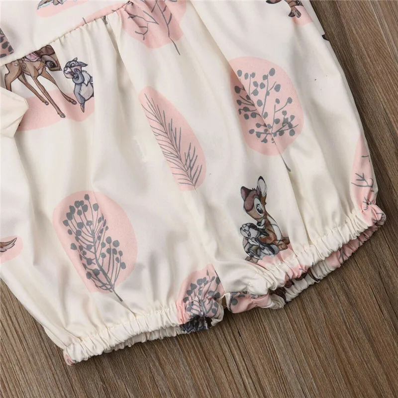 PUDCOCO/Модный комбинезон с оленем для новорожденных и маленьких девочек; комбинезон с цветочным принтом и бантом; Повседневная красивая одежда; комплект одежды для детей от 0 до 24 месяцев