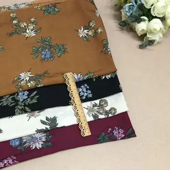 

2019 spring not transparent thin floral pattern fabric Camel red black and white bottom small flower dress printed fashion cloth