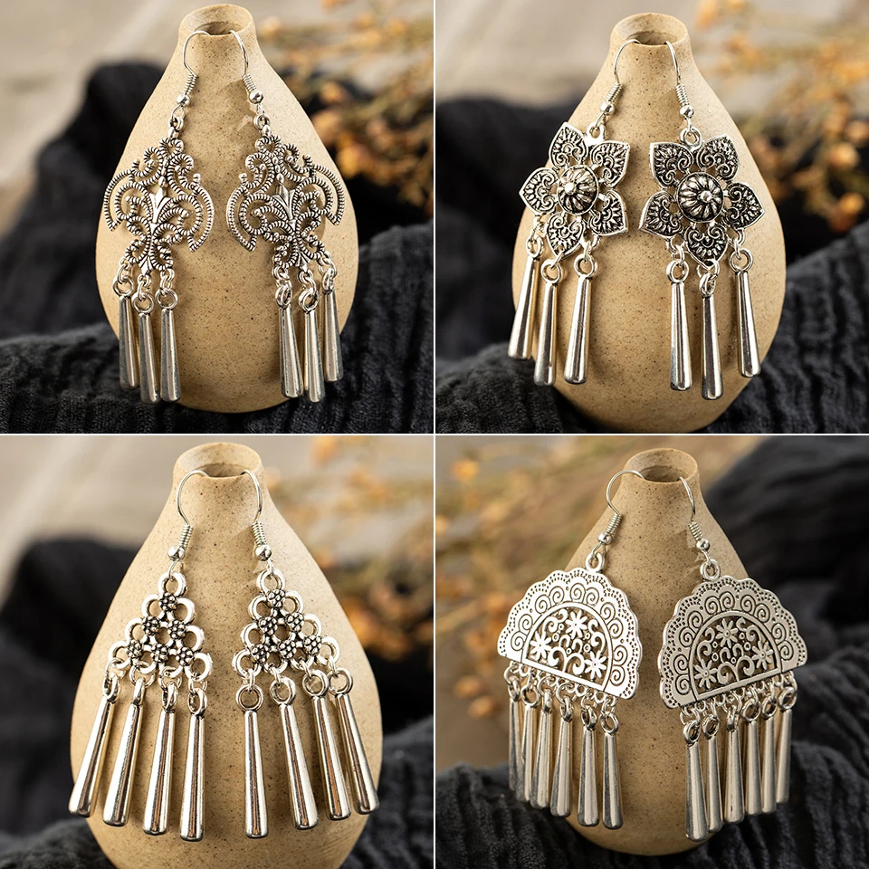 Женские Висячие серьги в этническом стиле Boho серебряные на свадебную вечеринку