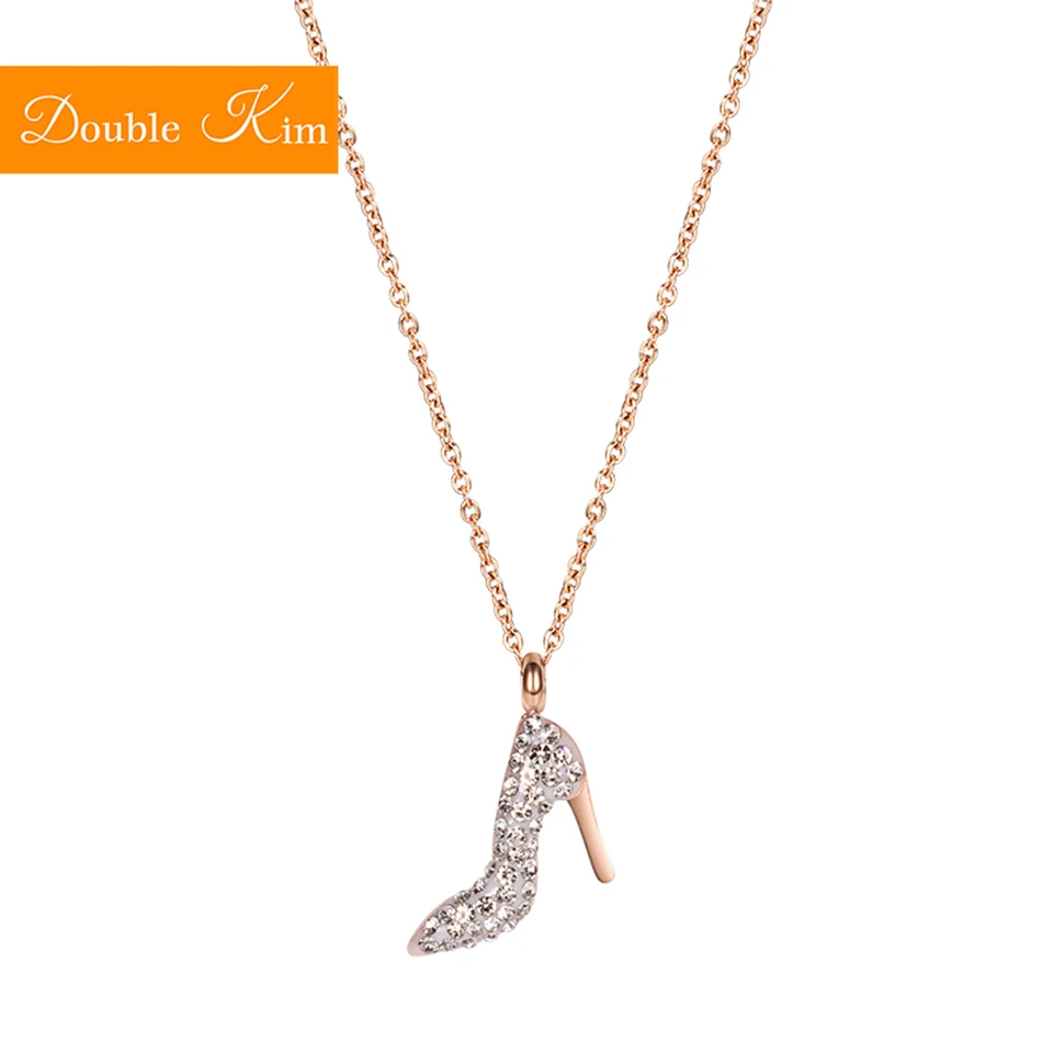 

Zircon Heels Pendant Necklace Titanium Stainless Steel Chain Necklace Inlaid Zircon Trendy Women Jewelry Gift Dropshipping