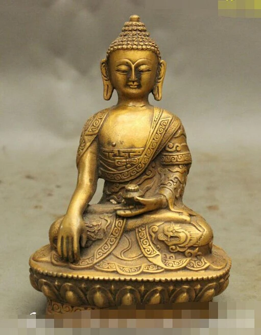 ZSR913 + 6 &quotдракон халат Тибет буддийская из бронзы Shakyamuni Mahavairocana статуя Будды | Дом