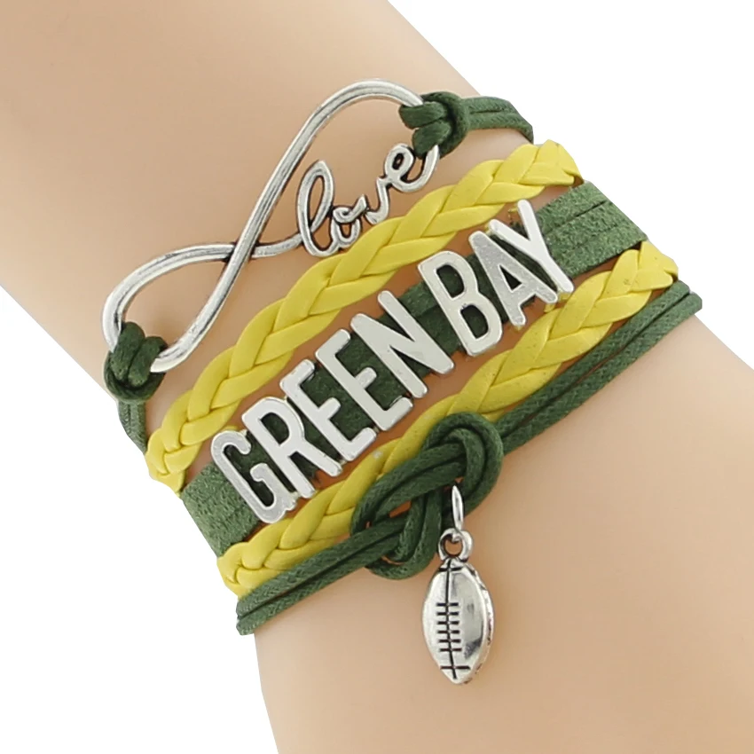 Infinity Love GREEN BAY State Packers Football Team Bracelet Customized Wristband Bracelet