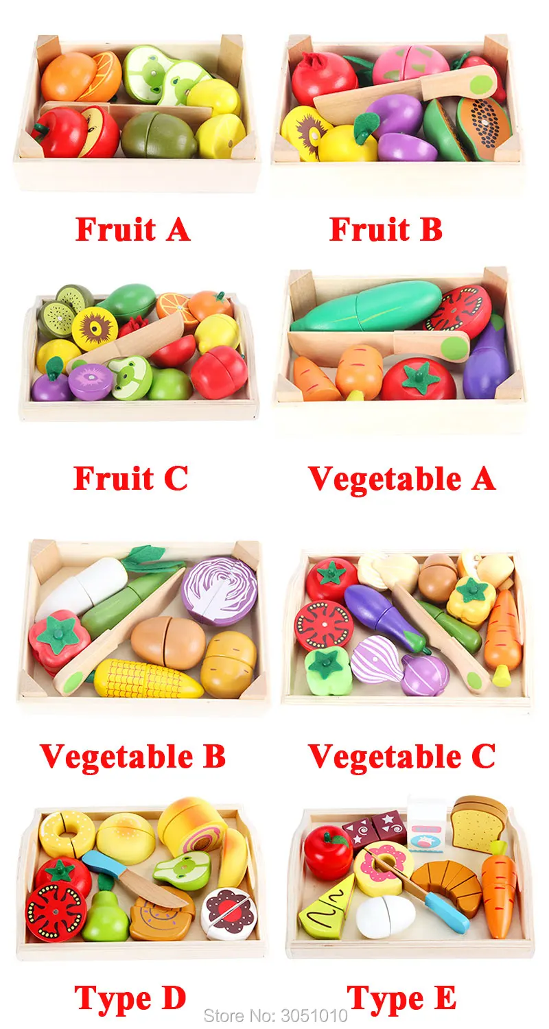 Новые 8 типов 1 Набор деревянные кухонные игрушки для резки фруктов, овощей, миниатюрная еда для детей, деревянная раннее развитие ребенка, игрушка для еды, подарок