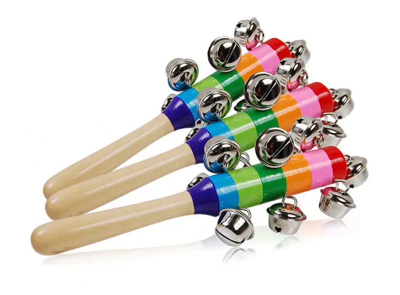 SUN & CLOUD Wholesale Wooden Jingle Hand Bells For Kids Baby Cradle