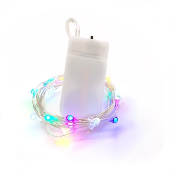 

2pcs Copper Silver wire LED String Light 1M 2M Led Button Battery Operated Fairy Garland for Christmas Wedding Home Decoration