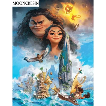 

Cartoon Diamond Painting Full Square MOANA Cross Stitch 5D Diy Diamond Embroidery Sailboat Mosaic Painting Rhinestone Decor Home