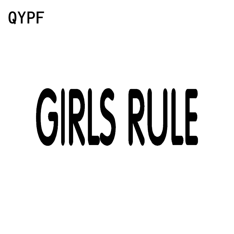 

QYPF 14CM*5CM Interesting GIRLS RULE Vinyl Car Sticker Decal Black Silver Graphical C15-2122