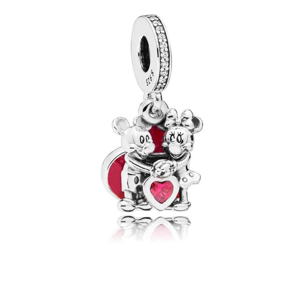 

CHAMS 2019 Year Spring New S925 Silver MI Mouse With Love Hanging Charm Valentine's Day Lovers Beautiful Jewelry Gifts 797769CZR
