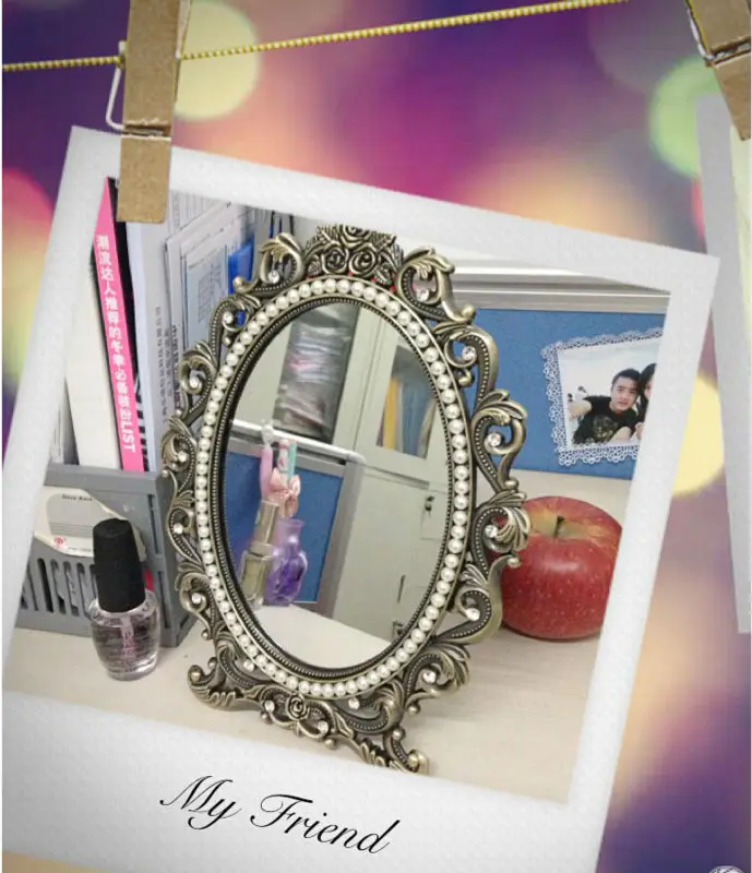 Небольшое зеркальце для макияжа, стоящее зеркало, Дамский столик, комод, зеркало в винтажном стиле espelho maquiagem espejos specchio miroir J014