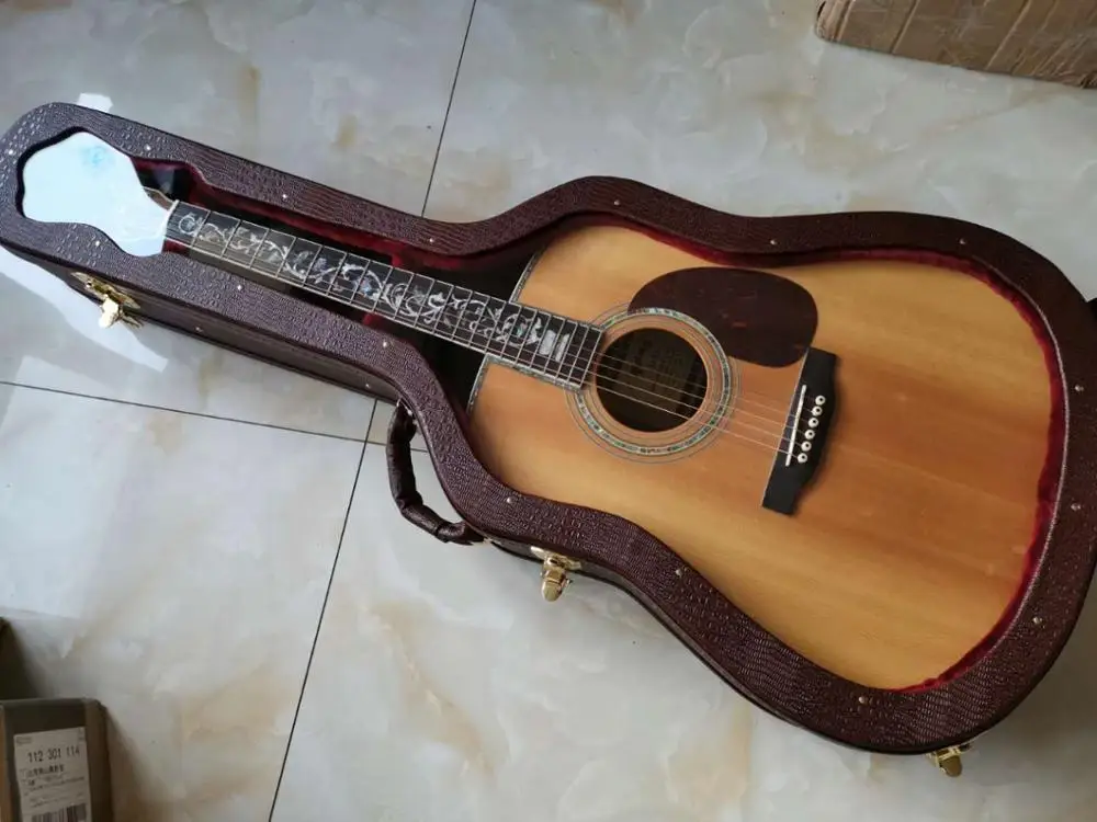 

High quality Hardshell Guitar case 41 inch Acoustic Guitar Case Brown Black croco, can upright, Best leather China Guitar Case