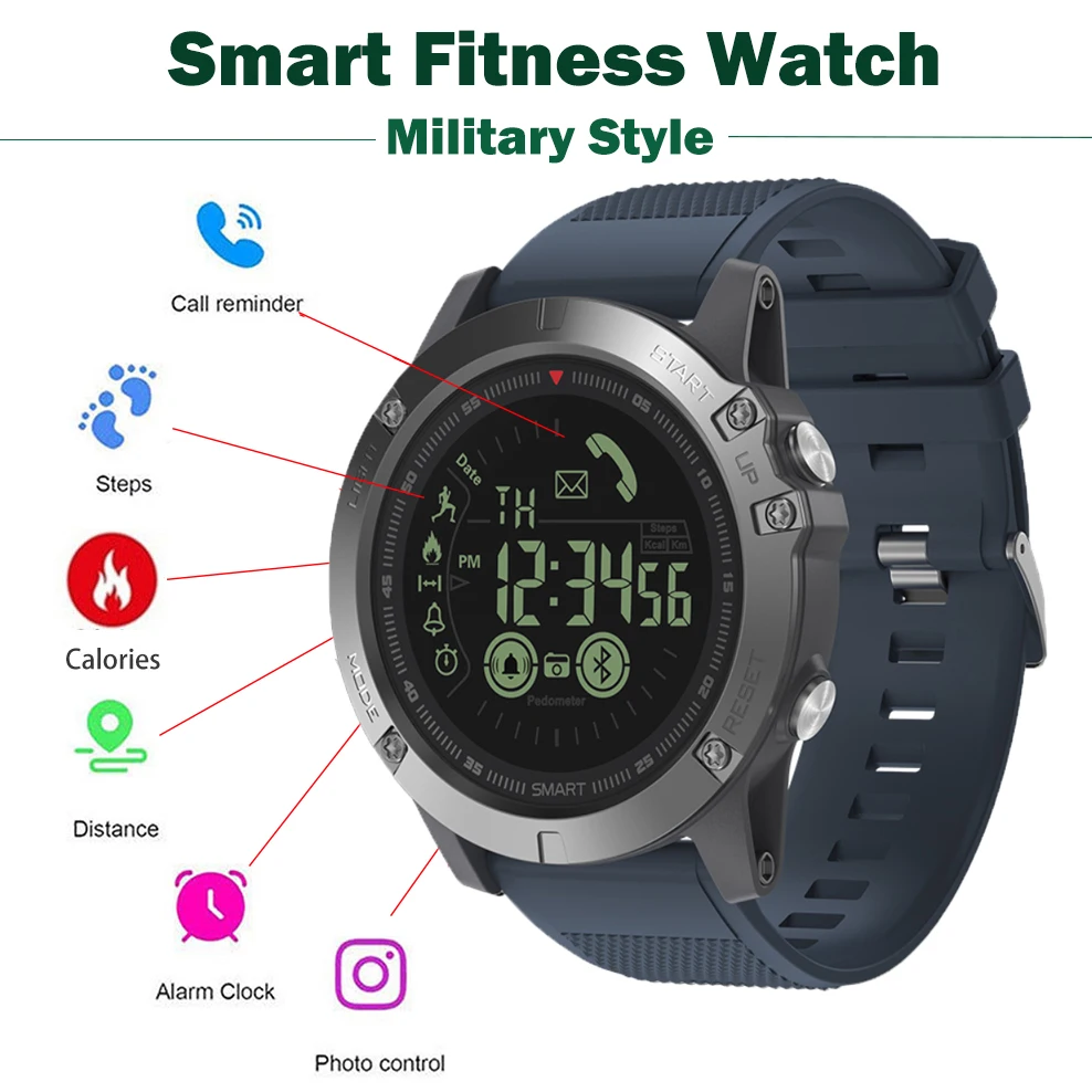 

Zeblaze VIBE 3 Men Smart Watch , T1 Tact Military Style Fitness Tracker Pedometer Smartwatch , Remote Camera Super Tough Watches