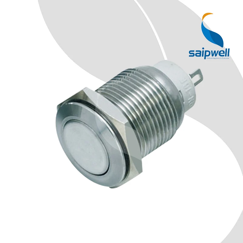 

2A/36VAC Self-lockingType Waterproof IP67 Mini Button Switch /Flat Shape Metal Push Button Switch With LED(SP16E1)
