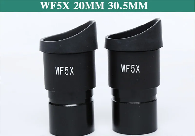 

1 Pair WF5X/20mm Wide Angle Eyepiece Optical Lens for Stereo Microscope with Eye Guards Mounting Size 30.5mm