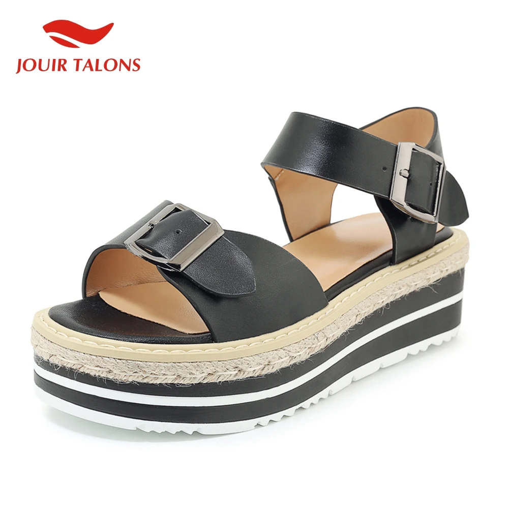 

2019 INS Style Genuine Leather Leisure women's Shoes Sandals Woman Summer Flat Platform Casual Shoes Woman