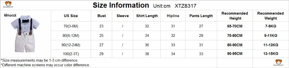 Kimocat/Летняя одежда для маленьких мальчиков Комплекты одежды для мальчиков комплект джентльмена из 2 предметов, рубашка+ комбинезон праздничный наряд на крестины одежда в подарок