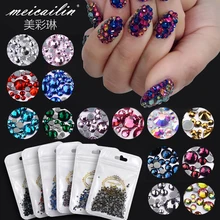 Meicailin 5g/bag Nail Art AB Color HotFix Rhinestone Crystal AB Color DIY Flatback Nail Rhinestones Decoration Crystal Stones