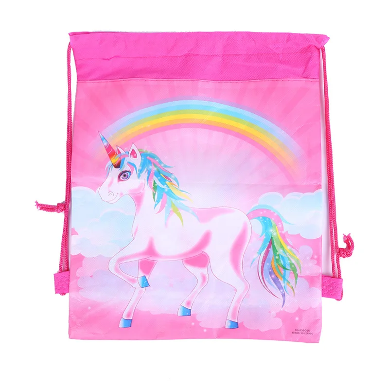 Сумка на шнурке с единорогом для девочек, дорожная посылка для хранения, Мультяшные рюкзаки для детей, Unicornio, подарки на день рождения, украшения - Цвет: rainbow Drawstring