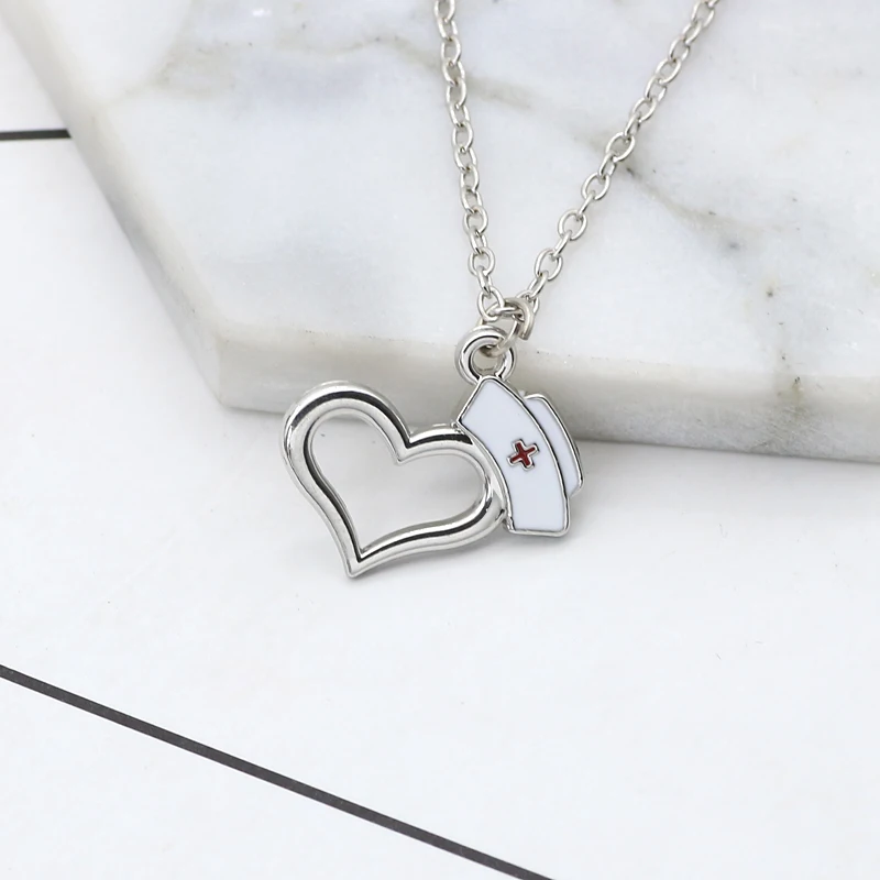 Enamel-White-Nurse-Hat-Pendant-Necklace-Unisex-Prayer-Cross-Hollow-Heart-Charm-Necklaces-For-Nurse-Doctor (3)