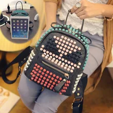Nail color diamond skull shoulders back a little monster five colored backpack bag ladies fashion trend campus wind