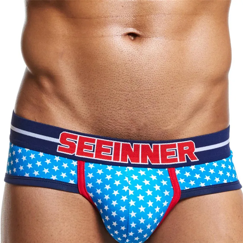 Soft Cotton Briefs Panties Mens Sexy Underwear Shorts Underpants Star Prints Soft Cotton Briefs Panties #2h25 (15)