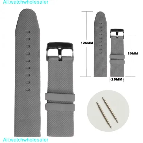 26mm Nice Grey Color Silicone Jelly Rubber Men Watch Band Straps WB1062D26JB