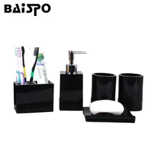 BAISPO Изысканный 5 шт. набор для ванной из полимера Европейская ванная комната диспенсер для жидкого мыла мыльница держатель для зубной щетки украшение дома