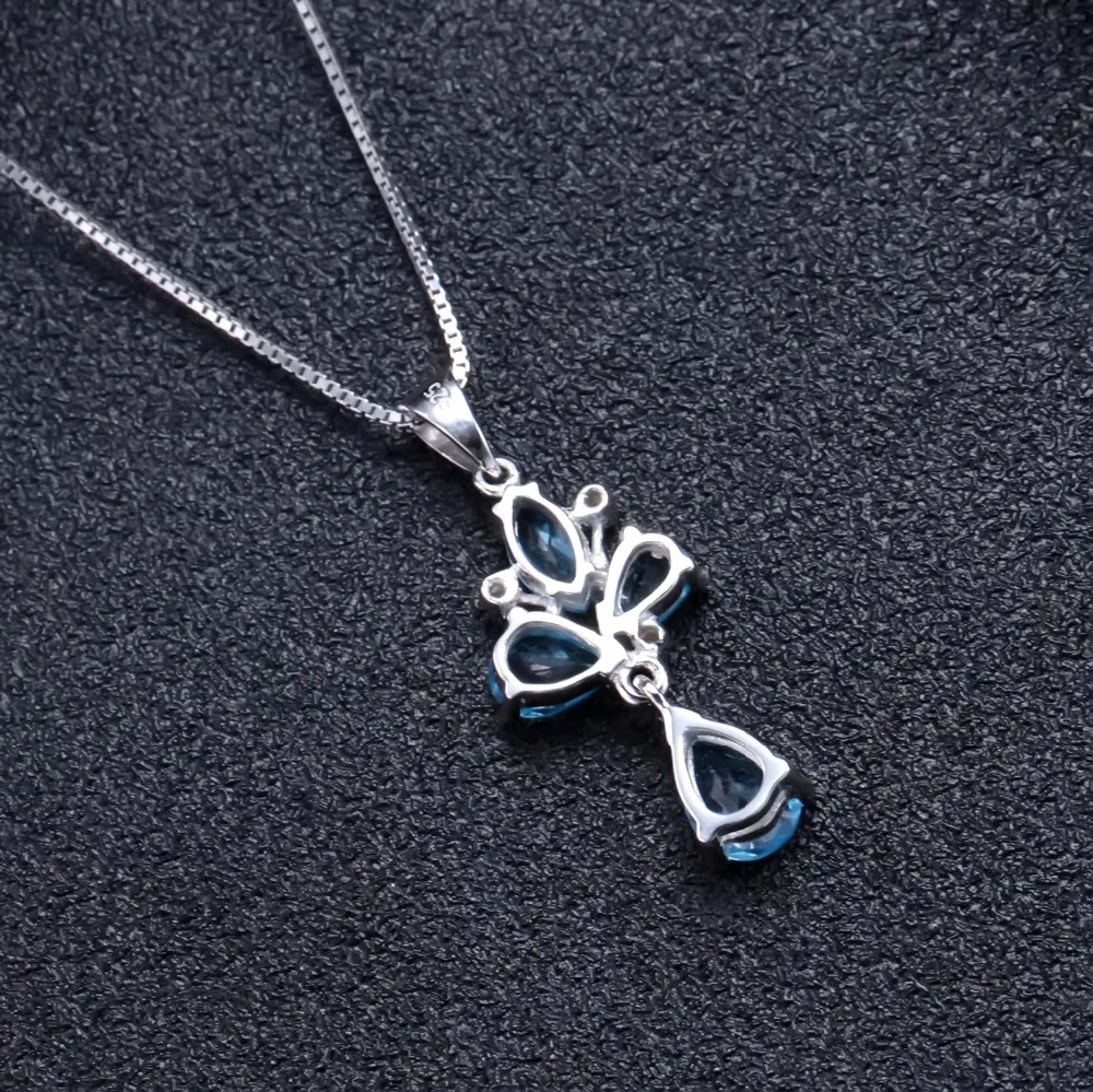 Женское ожерелье с подвеской GEM'S BALLET 3.34Ct натуральный Швейцарский Голубой Топаз