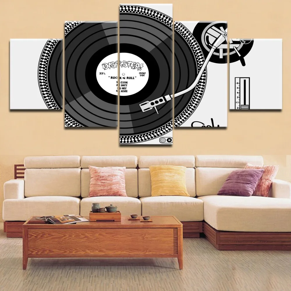 

HD Top-Rated Printing 5 Pieces Painting Musical Instruments Modern Music DJ Type Poster Home Decoative Living Room Framework